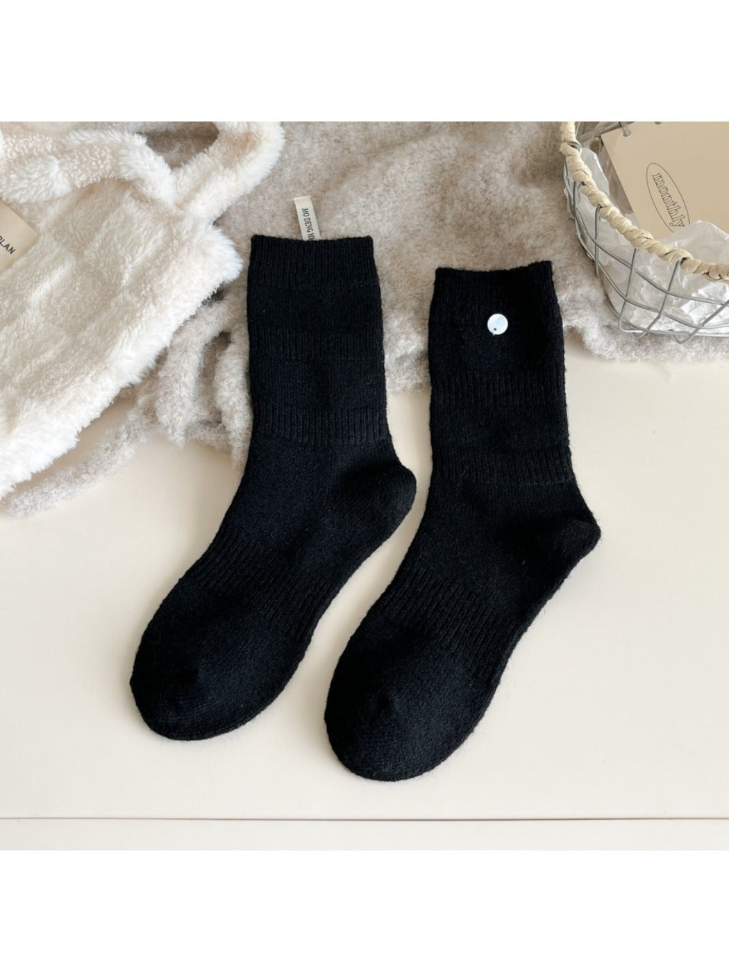 Rufia - Mid-Calf Socks with Shell Buttons