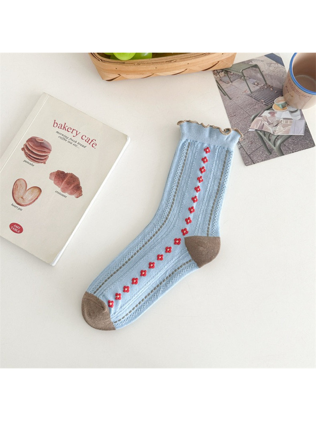 Rufia - Retro Flower Trim Crew Socks