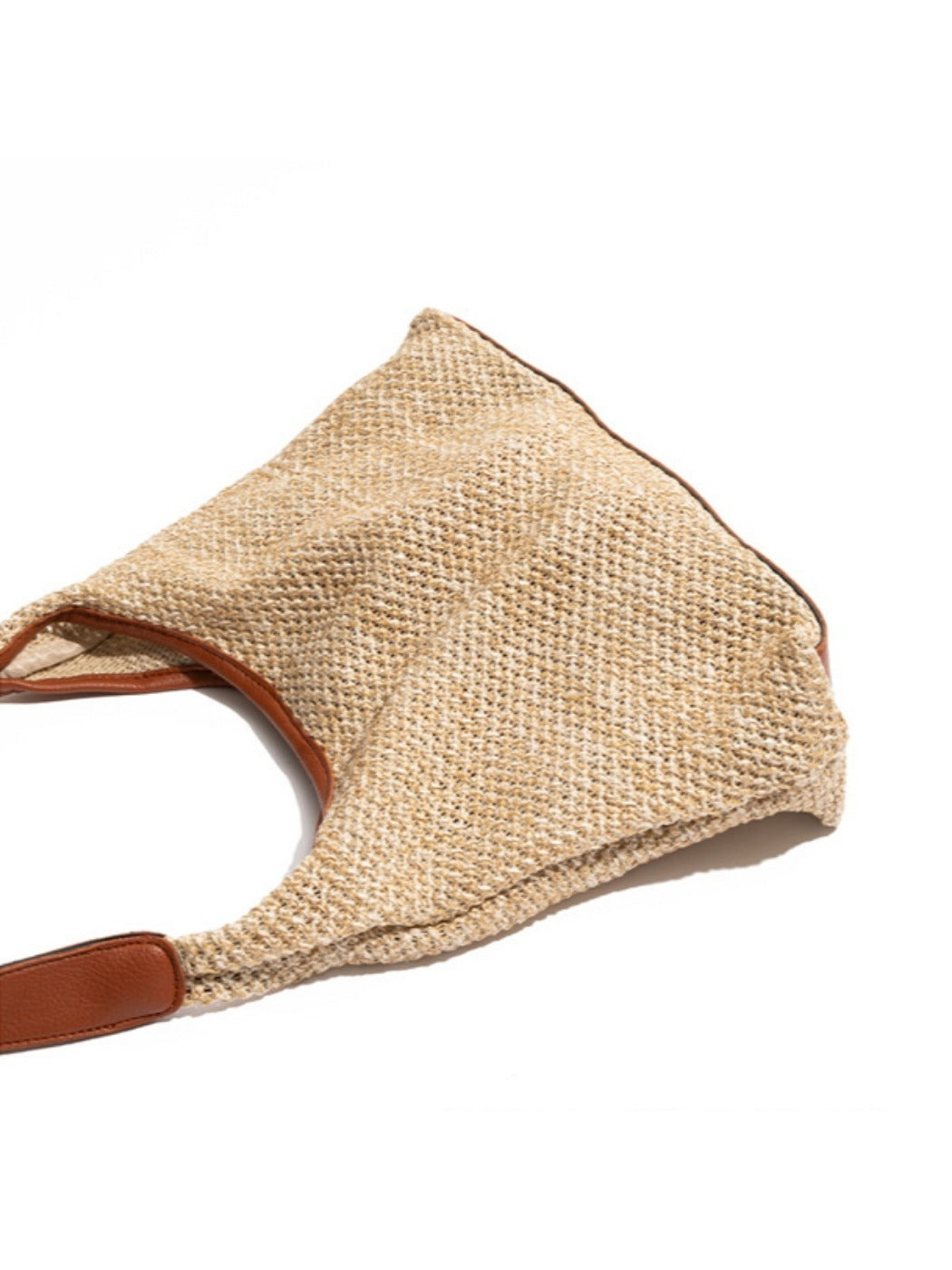 Cosbai - Spacious Light Brown Minimalist Woven Shoulder Bag