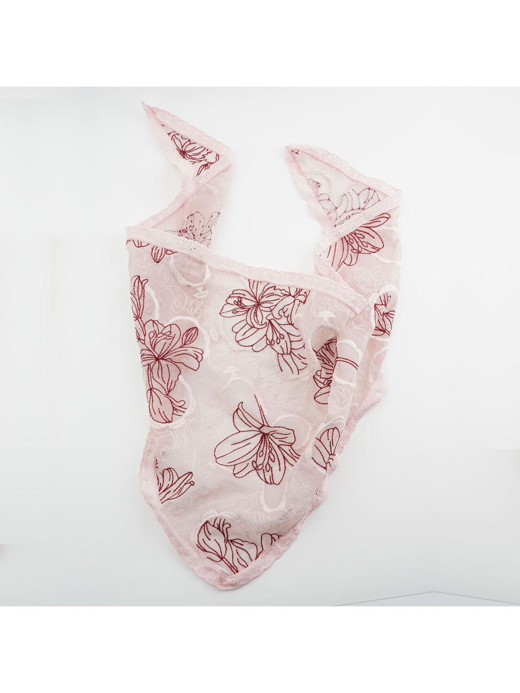 Scarvii - Floral Outline Scalloped Edge Bandana Scarf