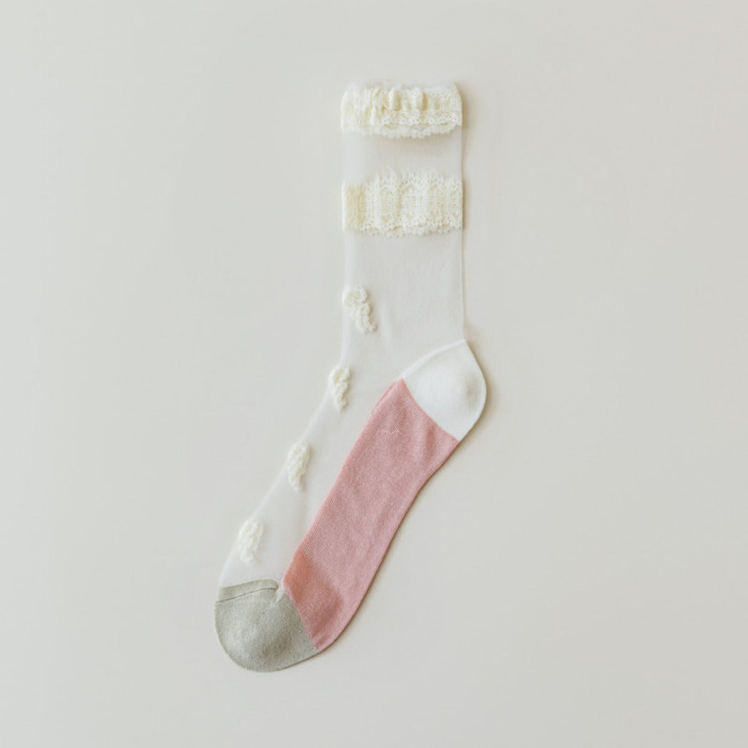 Rufia - Summer Floral Pattern Sheer Socks