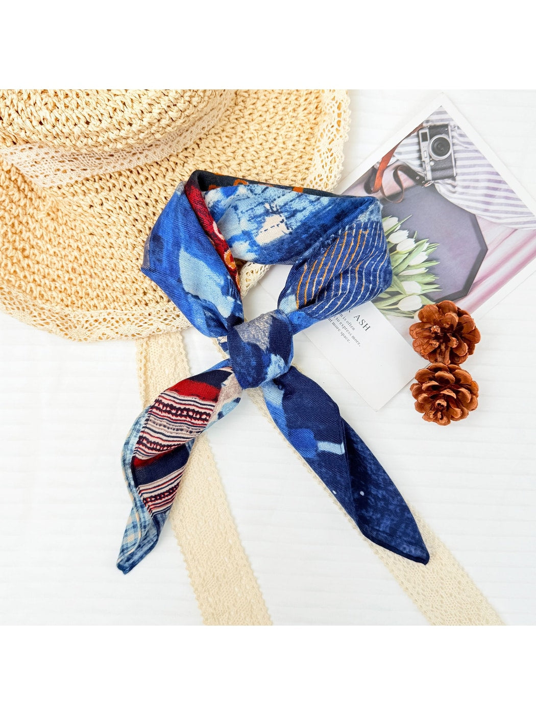 Scarvii - Retro Abstract Patchwork Print Square Scarf