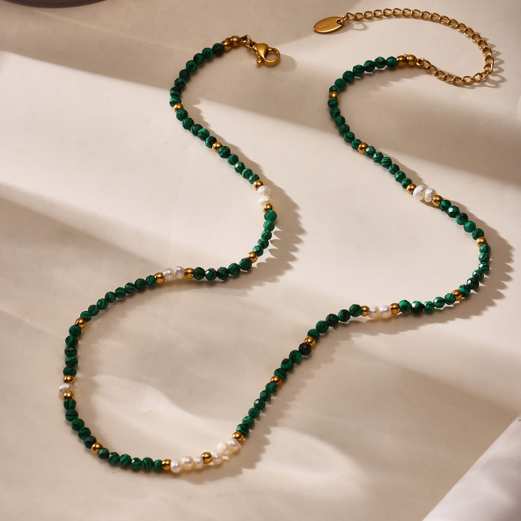 Bauai - Forest Green Minimalist Bead Necklace - Elegant & Delicate