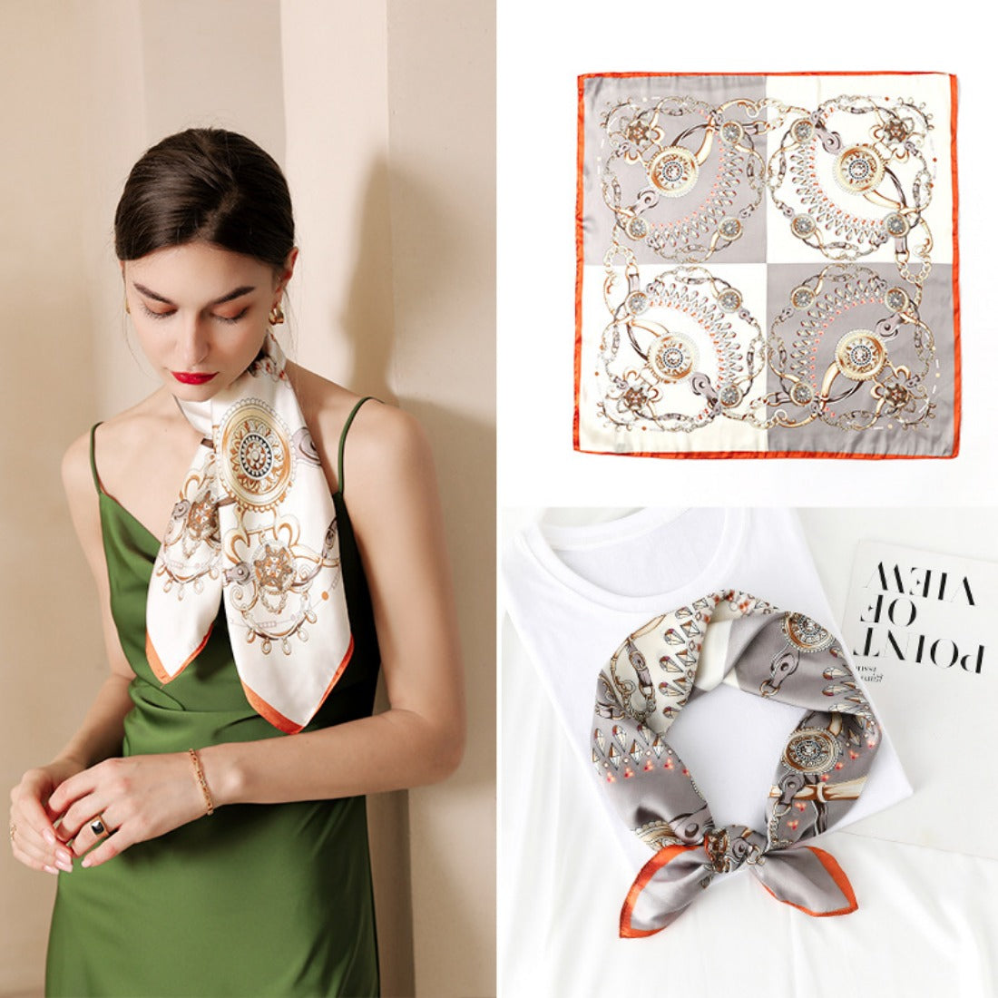 Scarvii - Diamond Chain Print Square Scarf