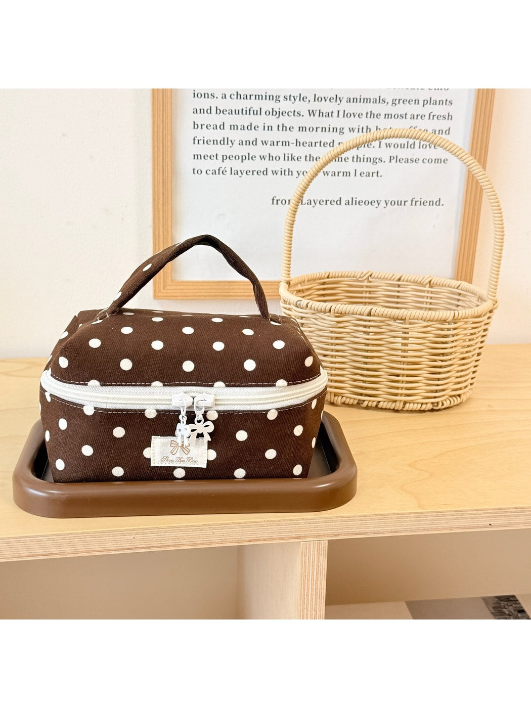 Cosbai - Sweet Polka Dot Handheld Cosmetic Bag