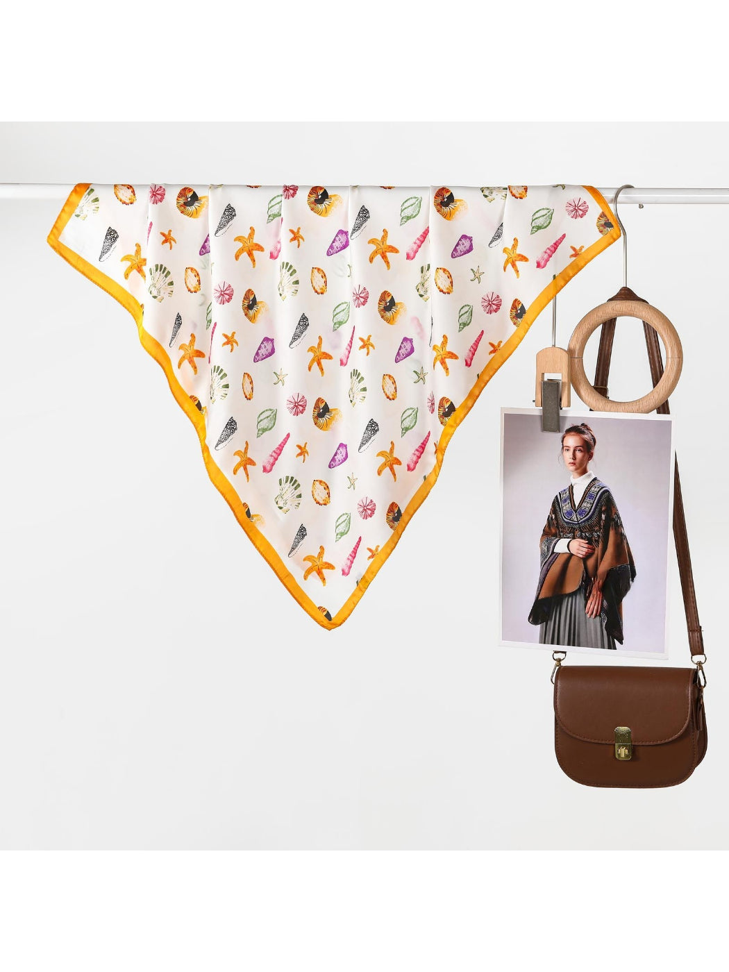 Scarvii - Coastal Shell Pattern Square Scarf