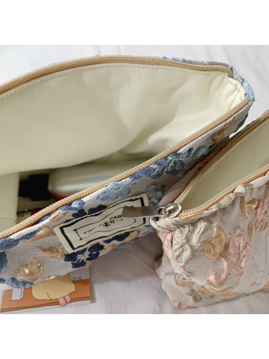 Cosbai - Soft Floral Quilted Cosmetic Pouch