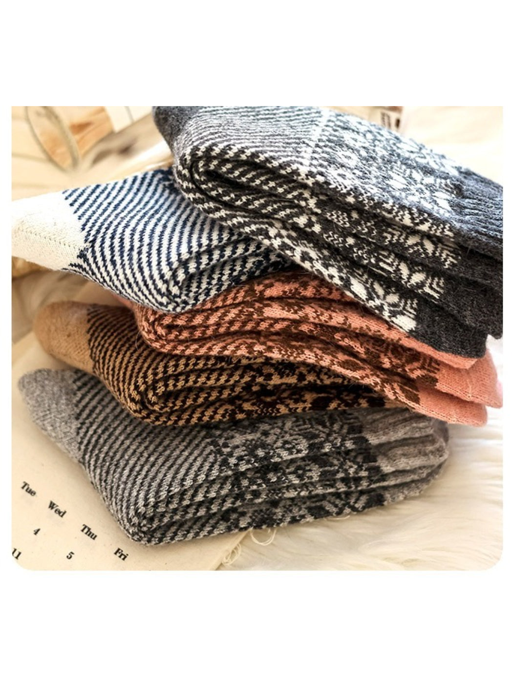 Rufia - Soft Geometric Knit Crew Socks