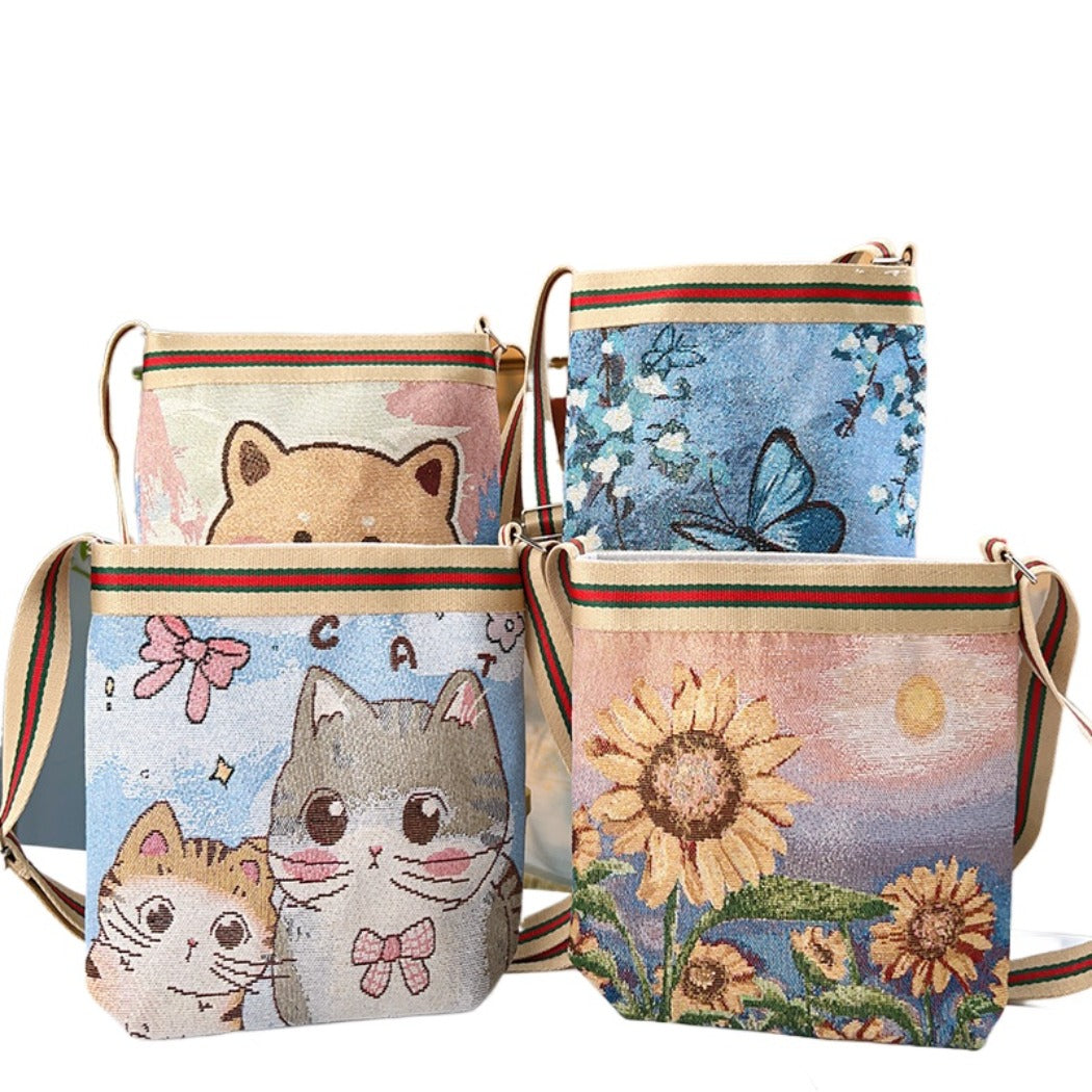 Cosbai - Cute Cartoon Crossbody Bag With Zipper