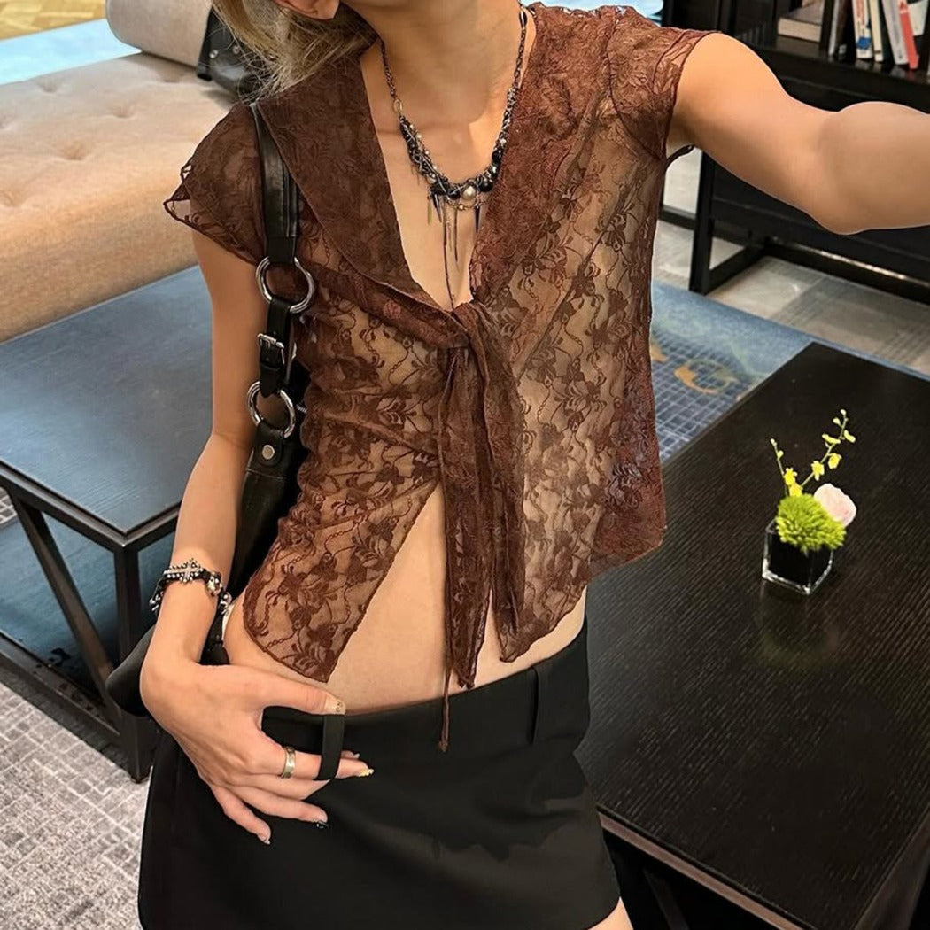 Crosa - Vintage Lace Tee small - Sexy & Slimming