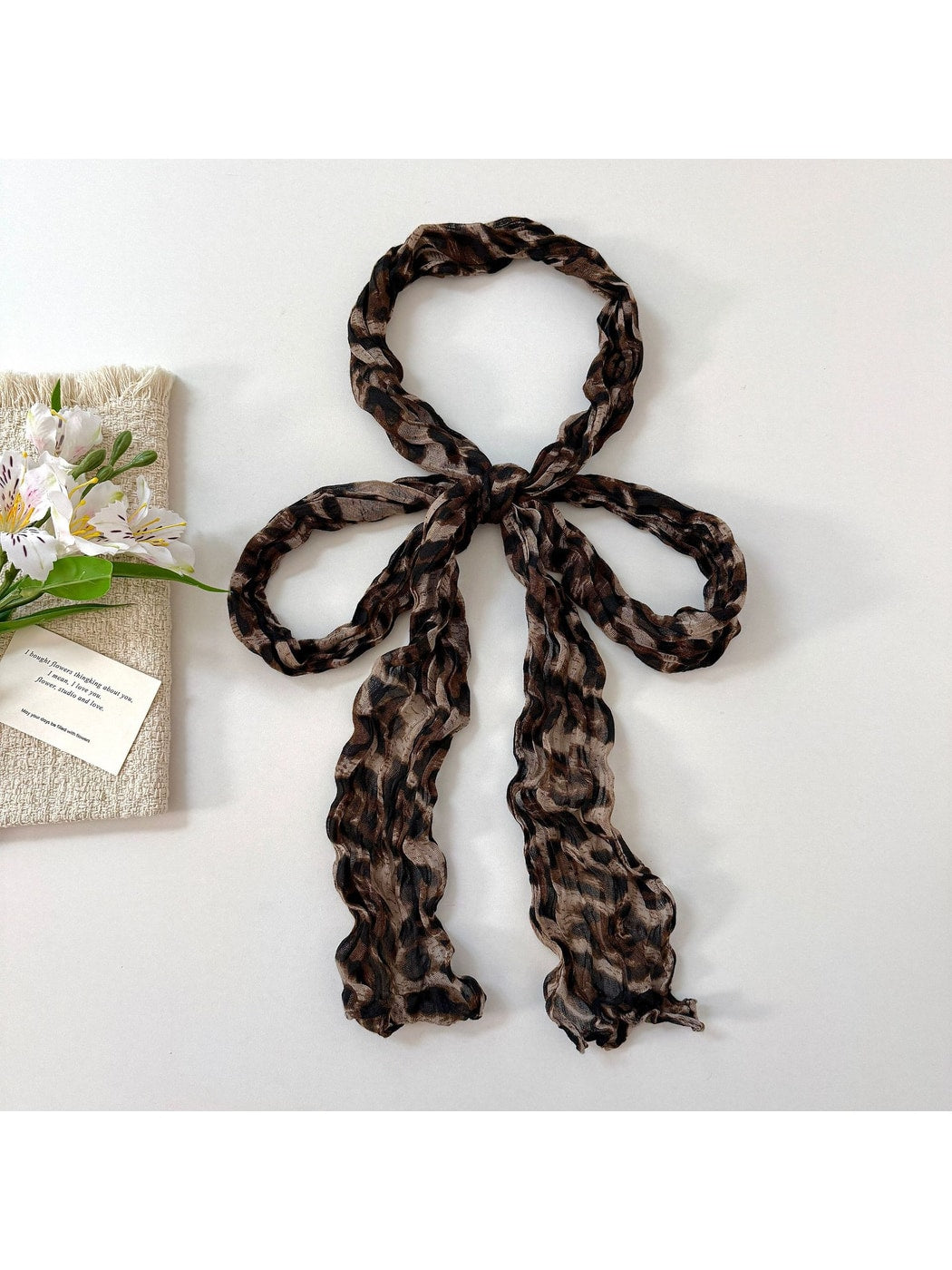 Scarvii - Crinkled Leopard Pattern Fashion Long Scarf