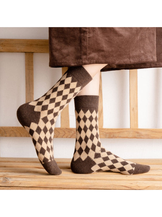 Rufia - Retro Argyle Warm Crew Socks
