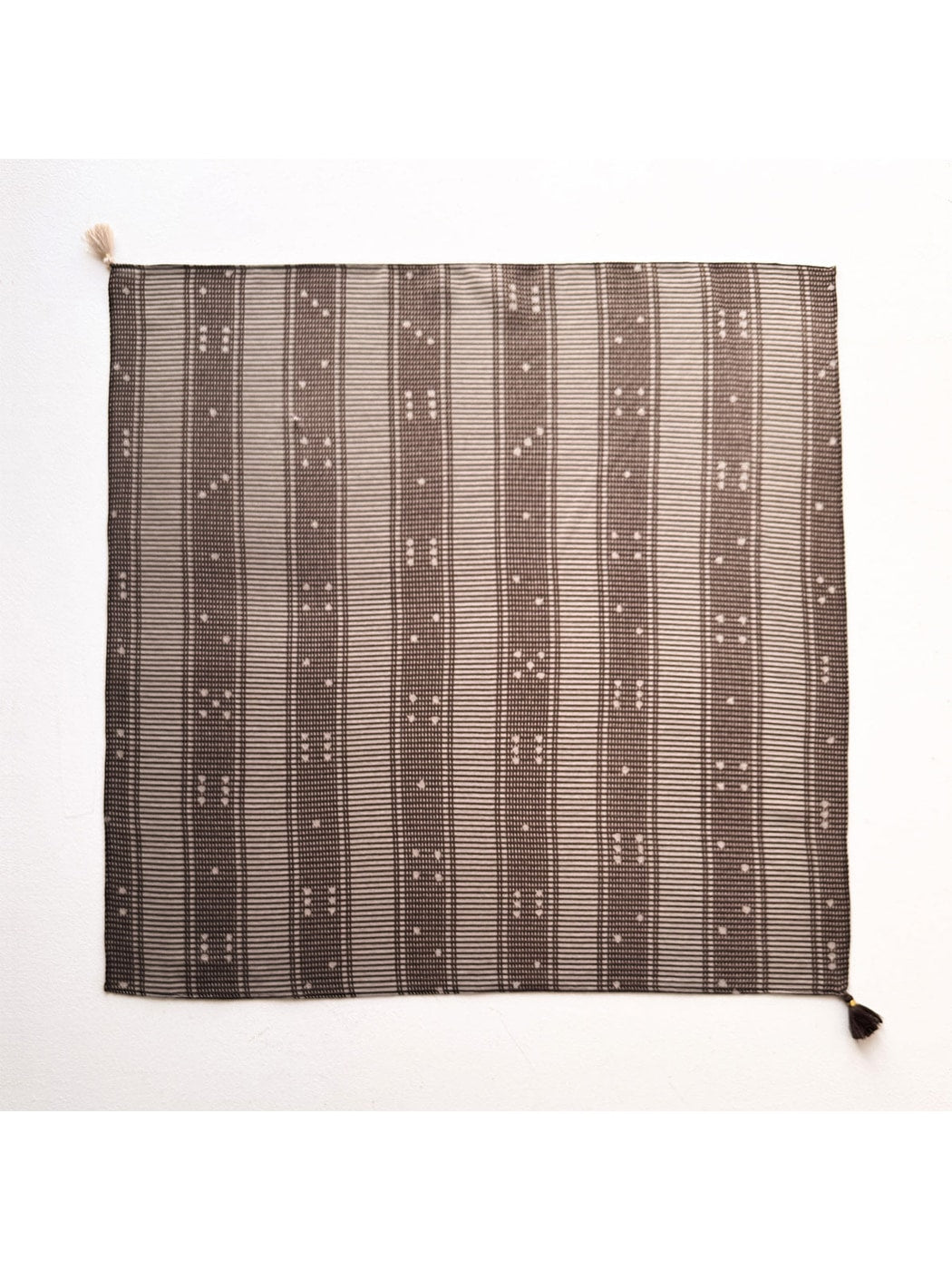 Scarvii - Fine Striped Polka Dot Print Square Scarf