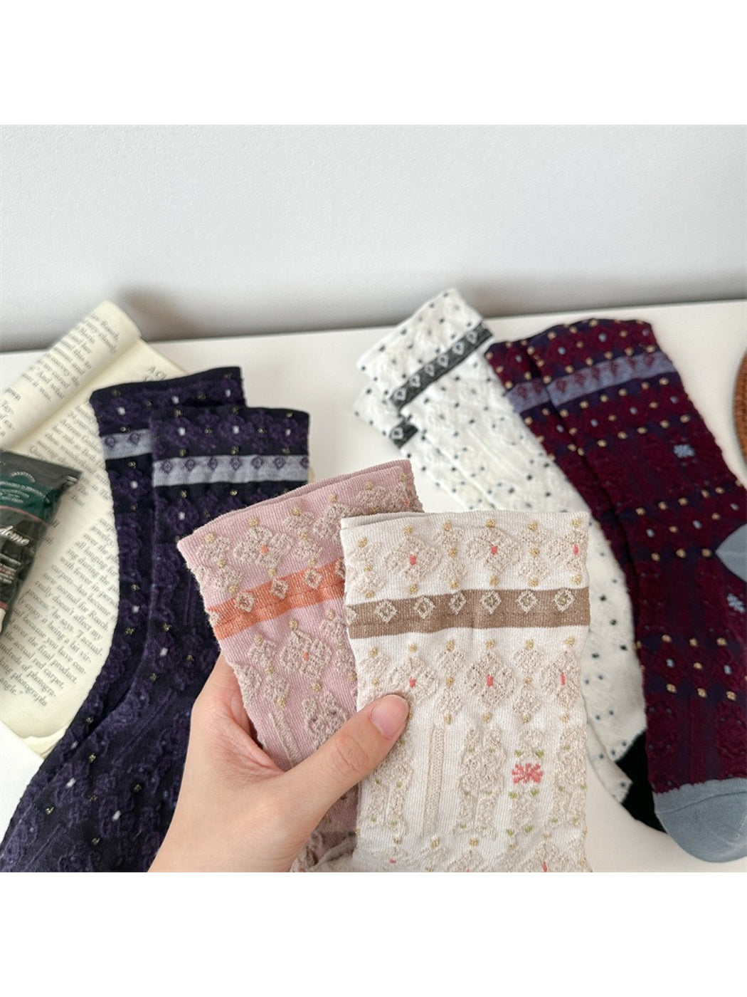 Rufia - Soft Vintage Jacquard Crew Socks
