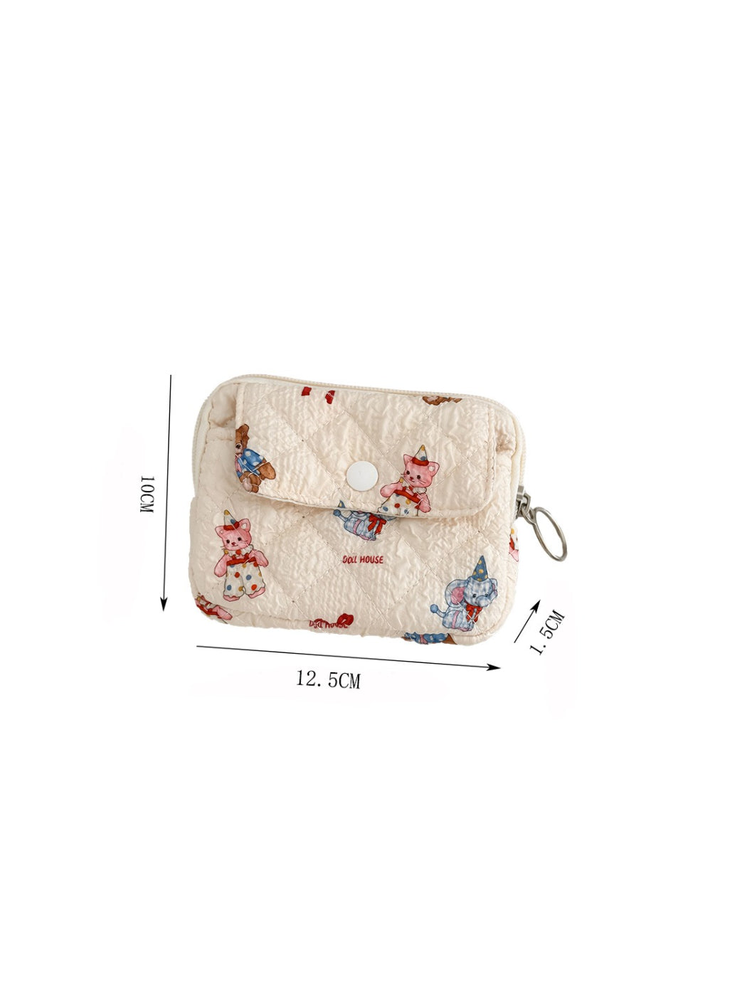 Cosbai cartoon travel pouch held in hand to show size and portability