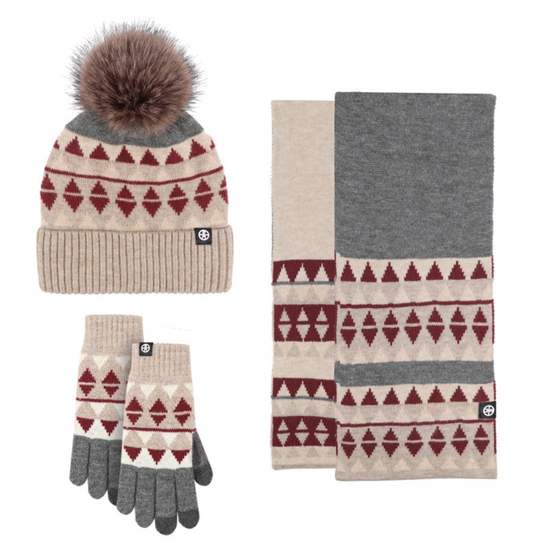Valentine's Day 3-Piece Set: Knitted Hat, Scarf, and Gloves