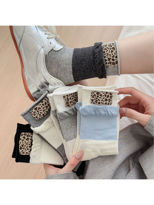 Rufia - Leopard Color Block Crew Socks