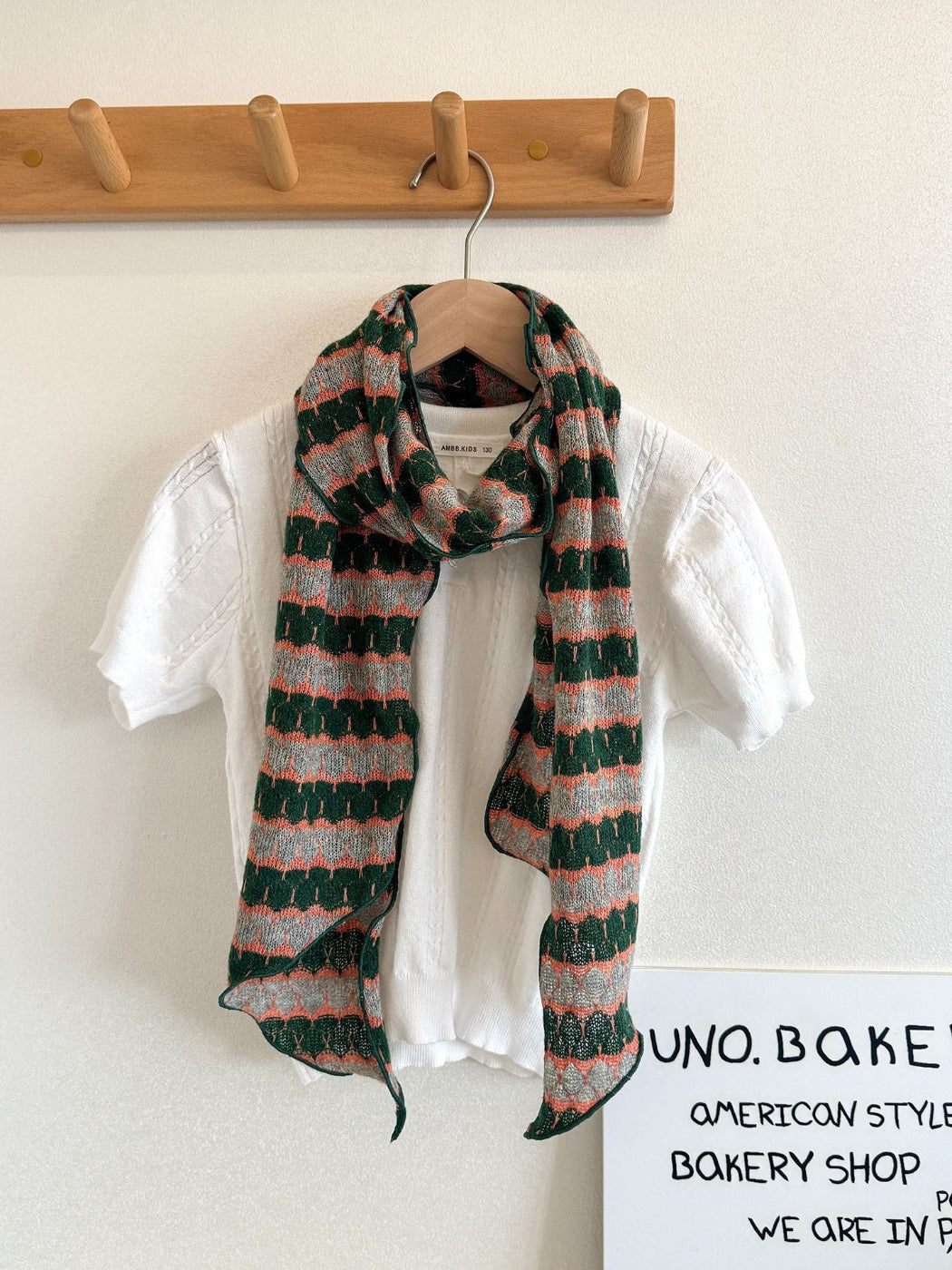 Scarvii - Geometric Striped Knit Narrow Scarf