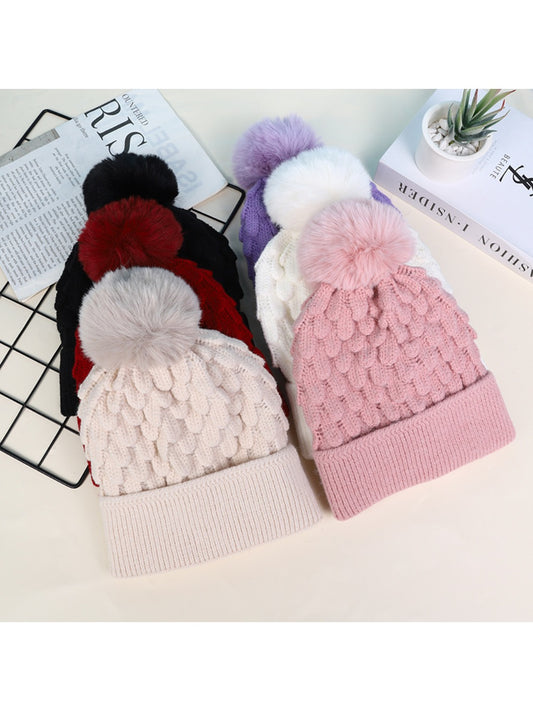 Haila - Unisex Knitted Beanie with Plush Pompom