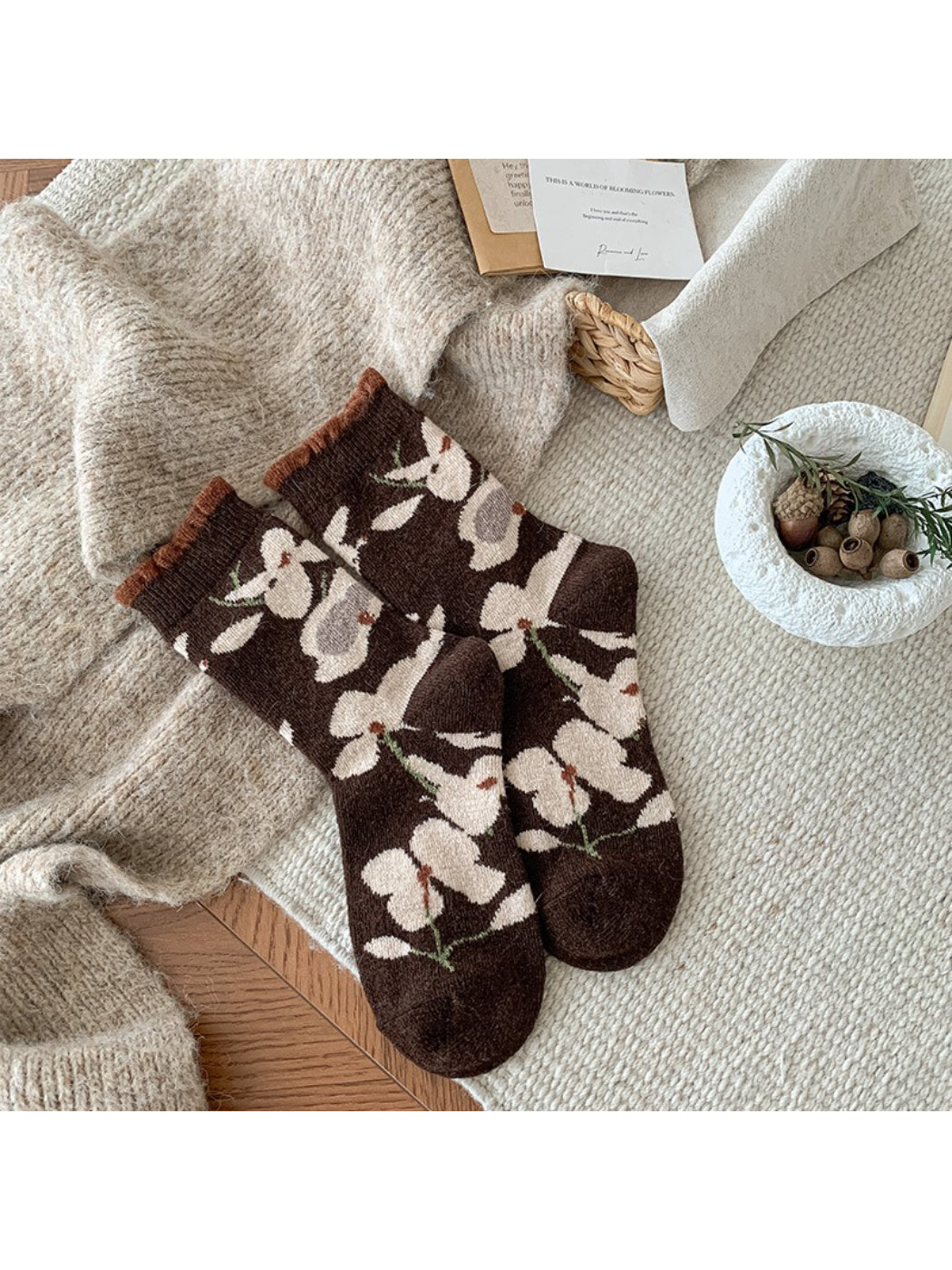Rufia - Geometric Pattern Crew Socks