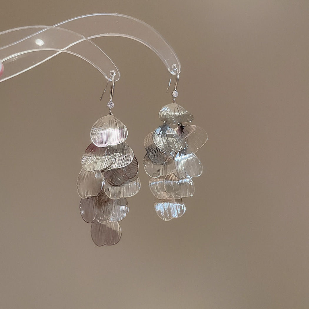 Earwish - Hollow Floral Fringe Earrings - Delicate & Shiny