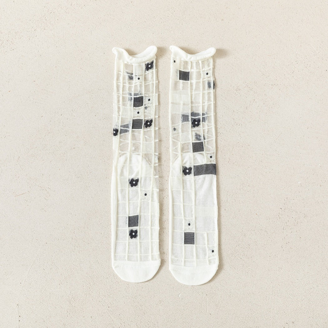 Rufia- Artistic Pattern Sheer Summer Socks