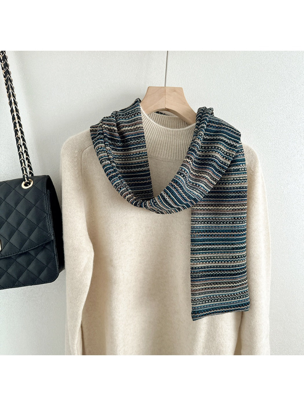 Scarvii - Winter Couple's Openwork Striped Scarf