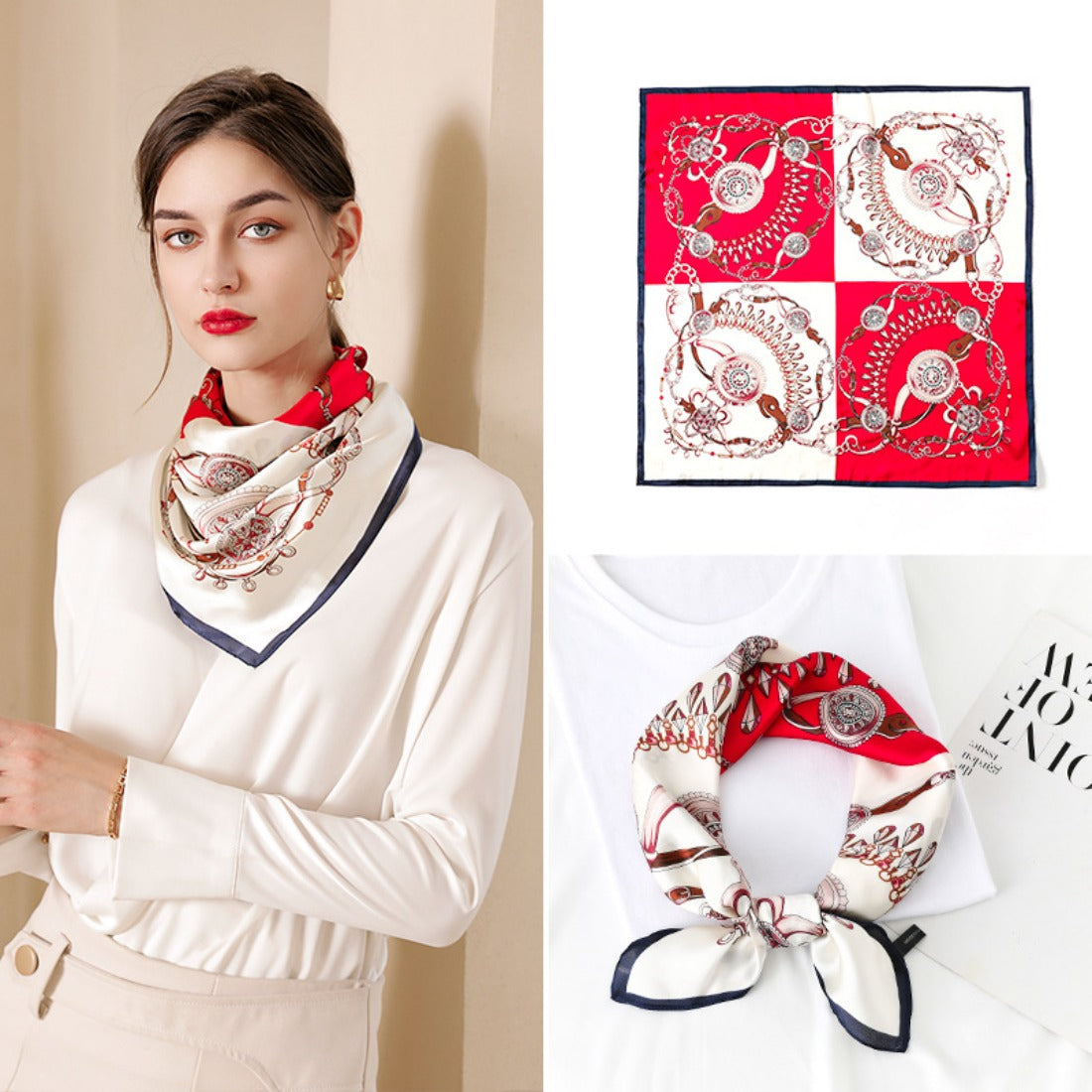 Scarvii - Diamond Chain Print Square Scarf
