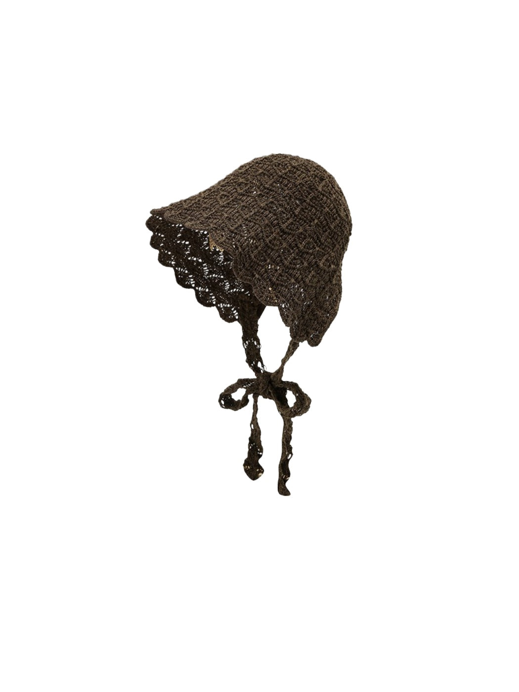 Back view of Haila Tie Strap Knit Bucket Hat showing tie strap detail