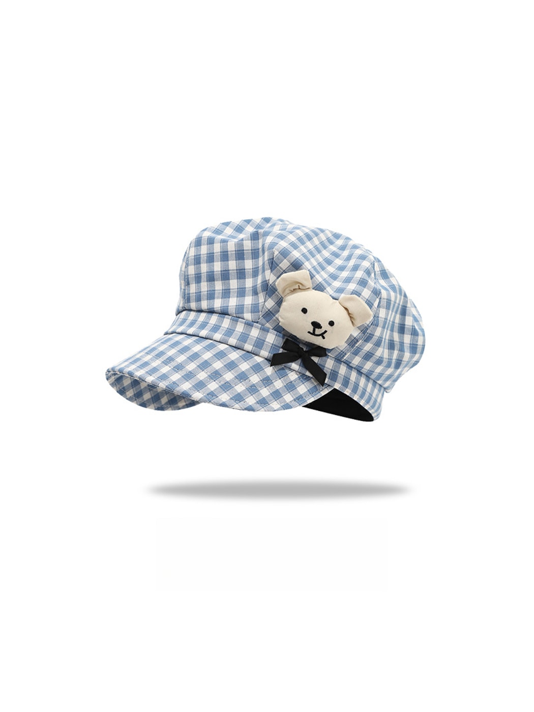 Haila - Plaid Pattern Bear Decoration Beret