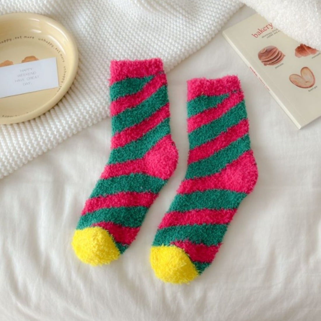 Rufia - Ice Cream Color Coral Fleece Warm Socks