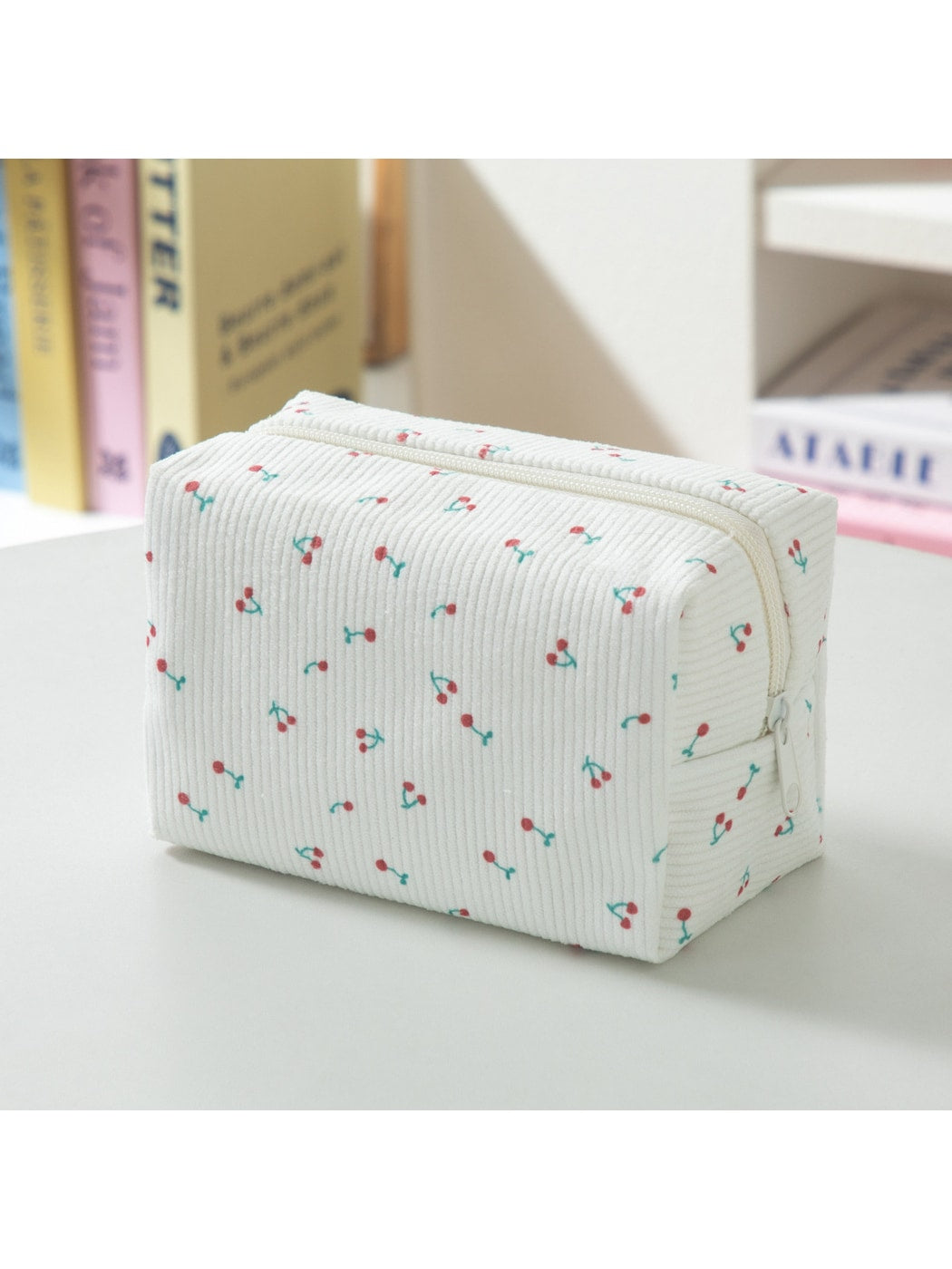 Cosbai - Floral Print Zipper Cosmetic Organizer Bag