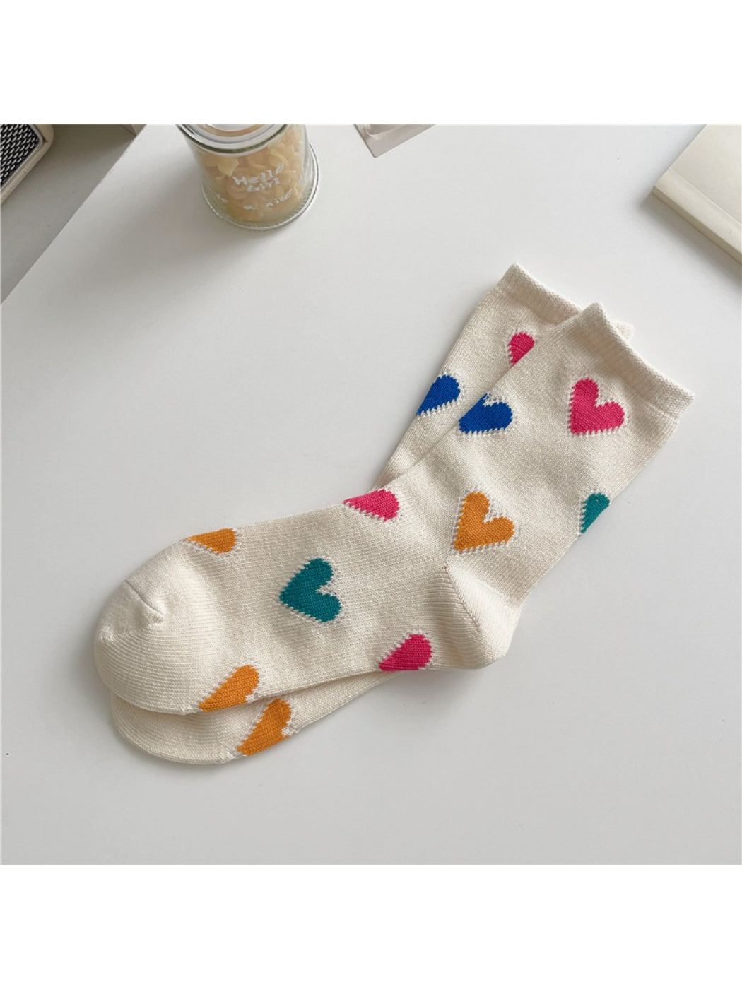 Rufia - Color Heart Pattern Crew Socks