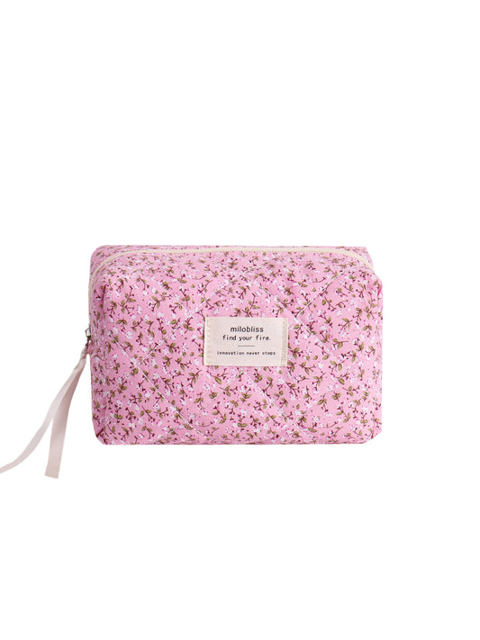 Cosbai - Quilted Floral Cosmetic Bag detail view 2