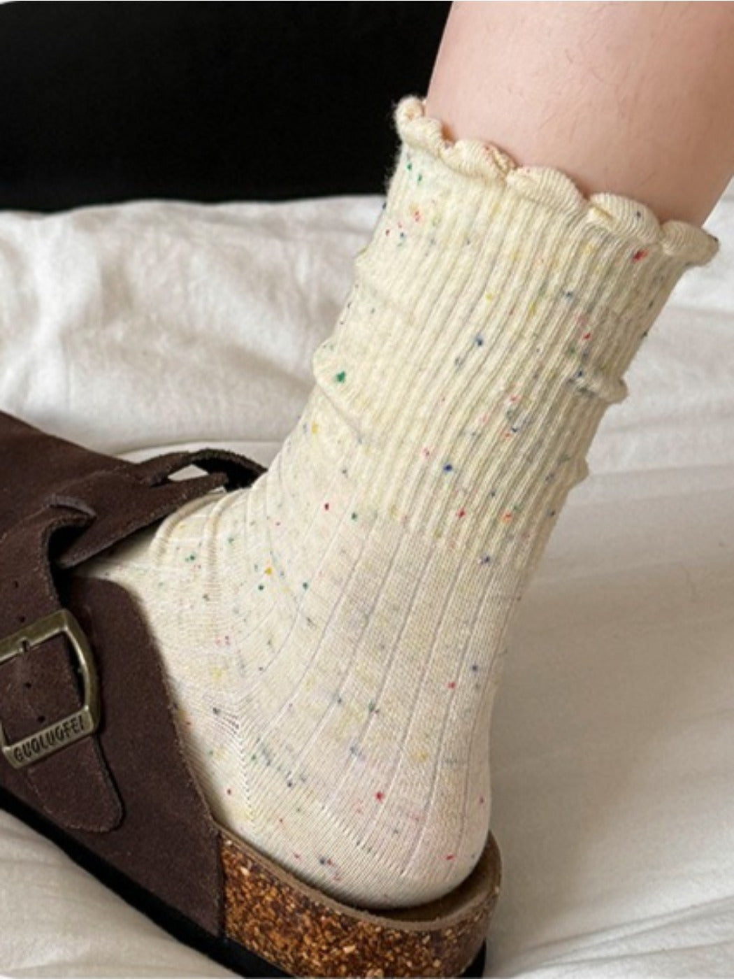 Rufia - Cute Ruffled Winter Socks with Colorful Starry Speckles