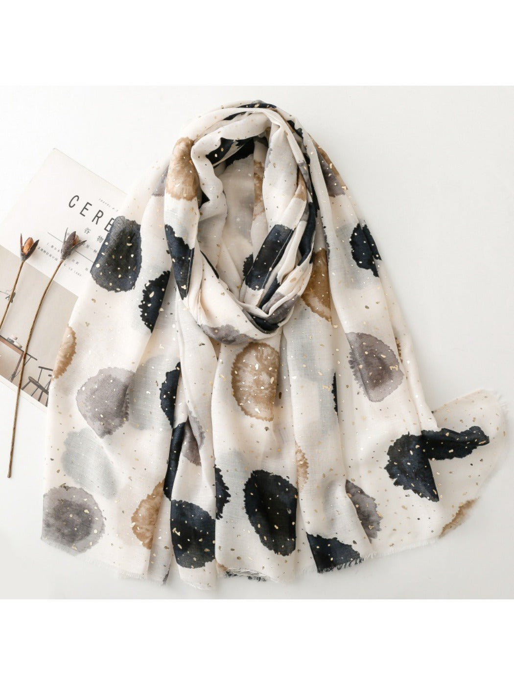 Scarvii - Dreamy Circle Print Long Scarf - Thin & Flowy