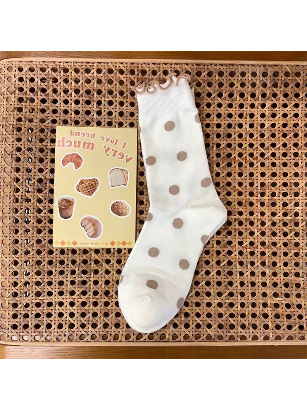 Rufia - Playful Dot Frill Edge Crew Socks