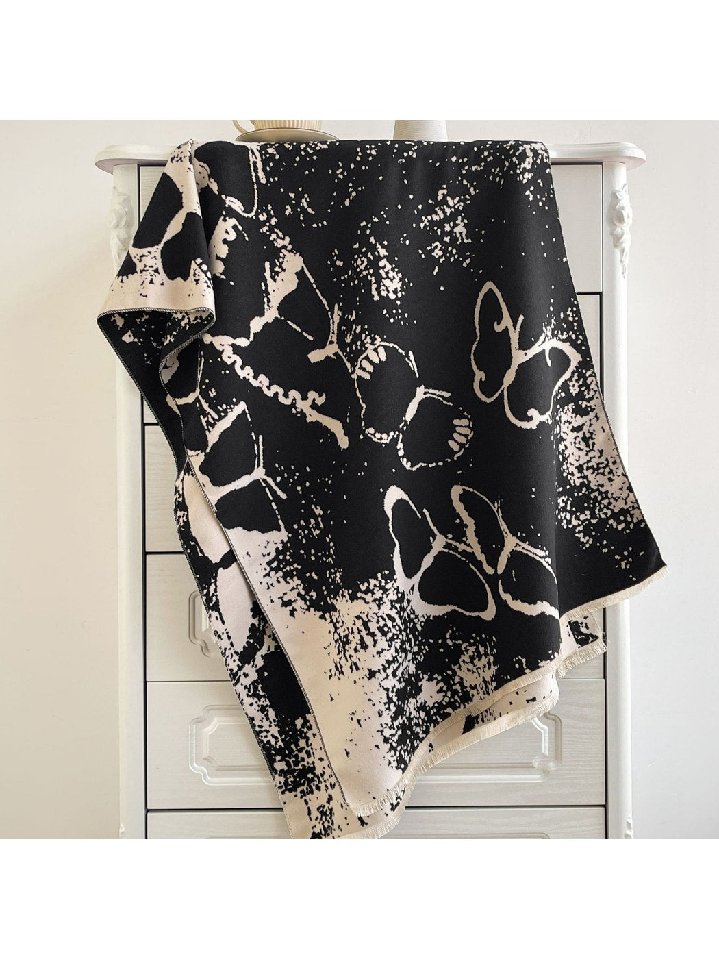Scarvii - Graphic Butterfly Fringed Shawl