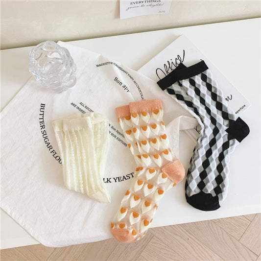 Rufia - Colorful Geometric Pattern Summer Mid-Calf Socks