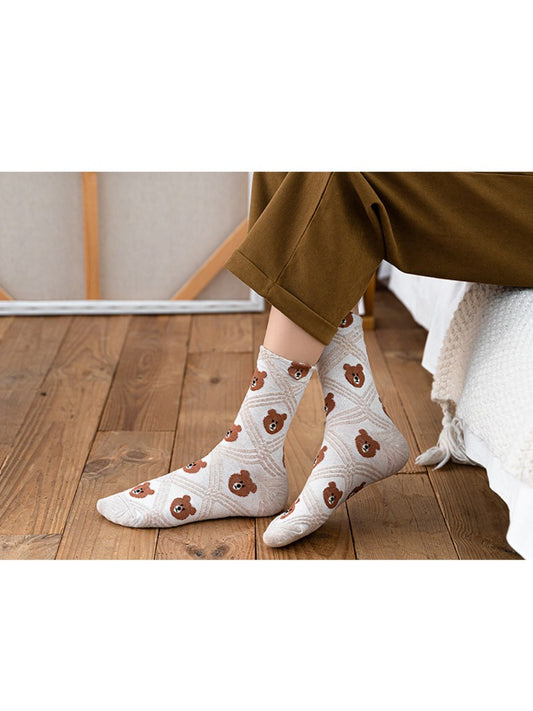 Rufia - Cozy Bear Pattern Crew Socks