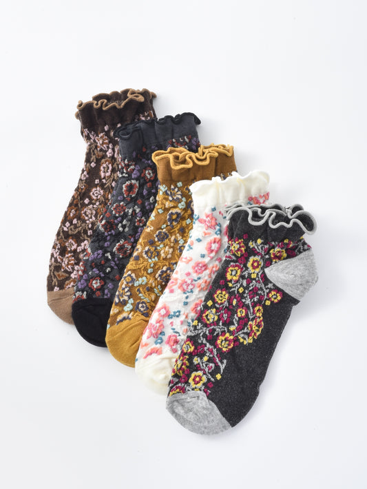 Rufia - Vintage Floral Ruffle Crew Socks