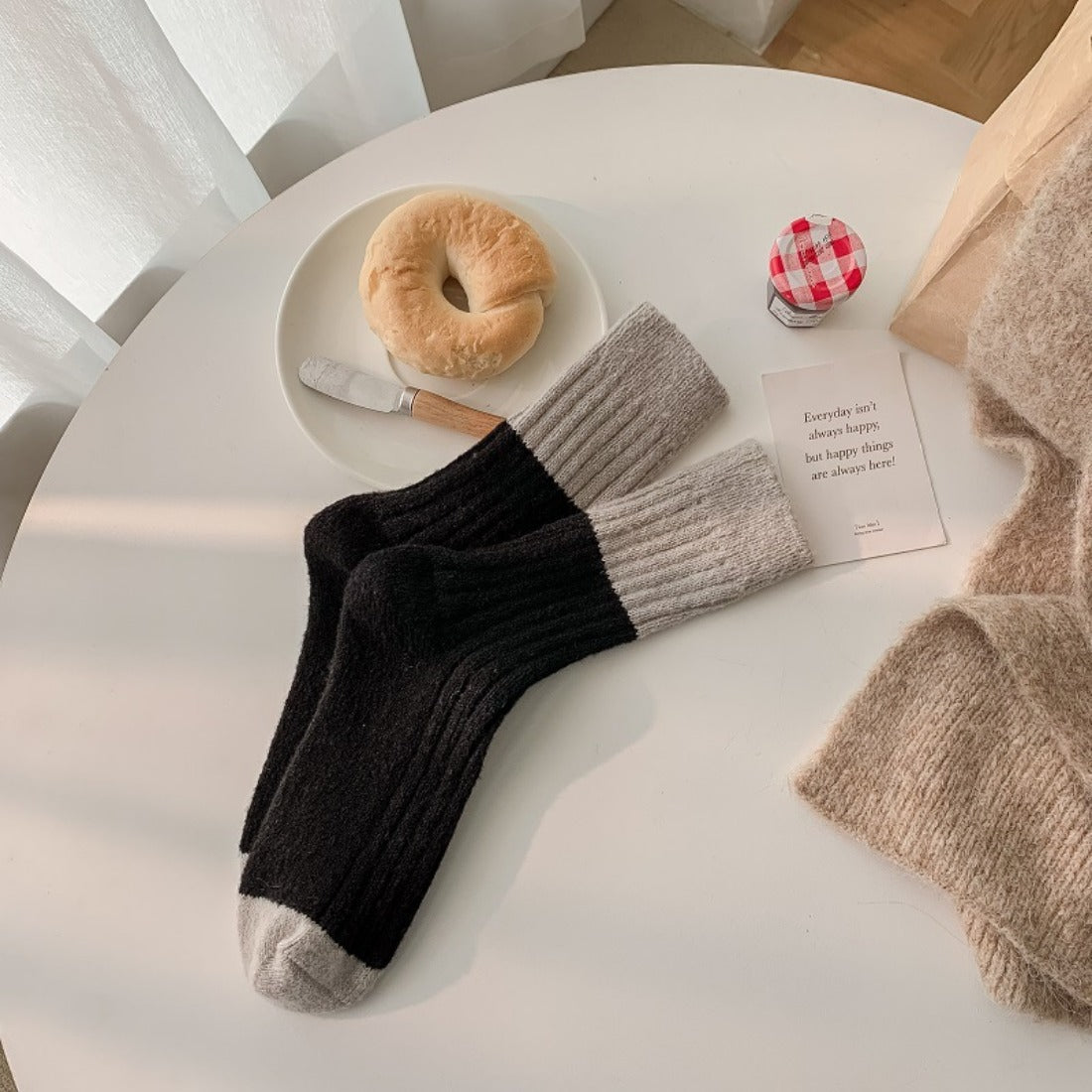 Rufia - Colorblock Plush Thickened Warm Socks
