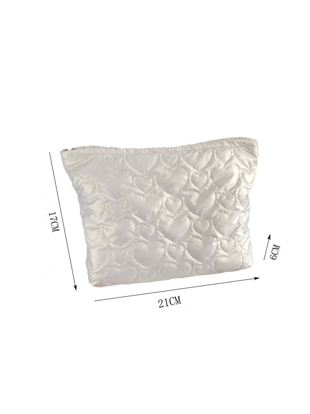 Cosbai cosmetic bag featuring heart pattern and zipper detail