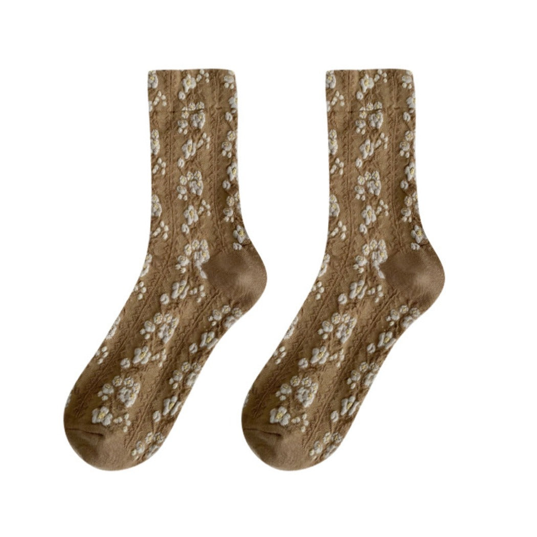 Rufia - Women's Floral Print Mid-Calf Socks - Vintage & Classic