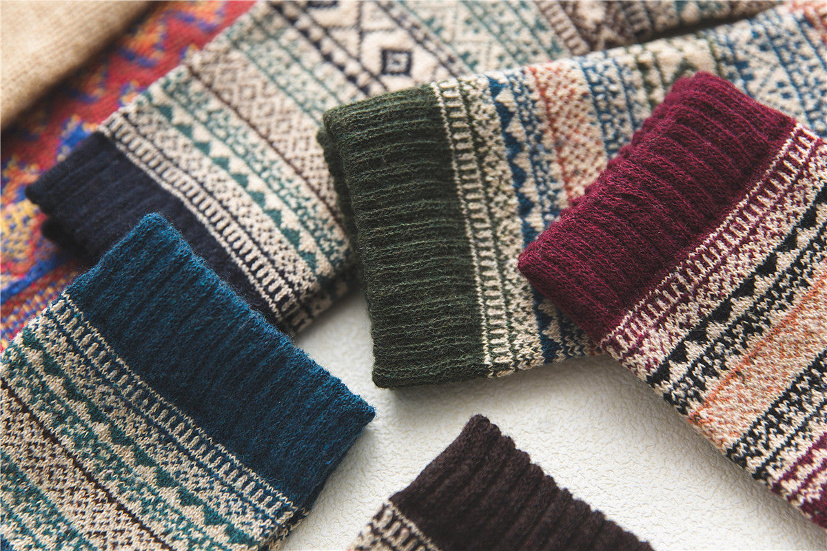 Rufia - 5 Pairs Unisex Bohemian Wool Blend Socks