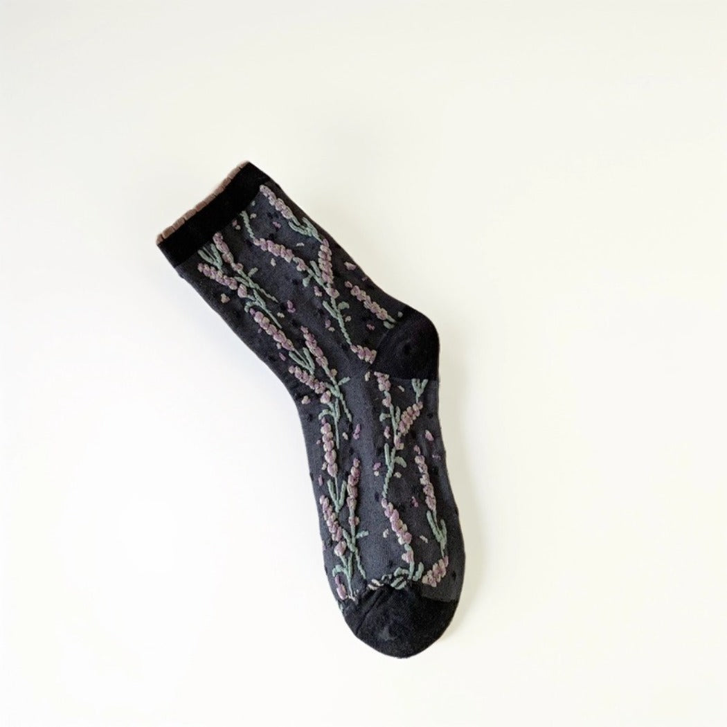 Rufia - Vintage Floral Relief Crew Socks