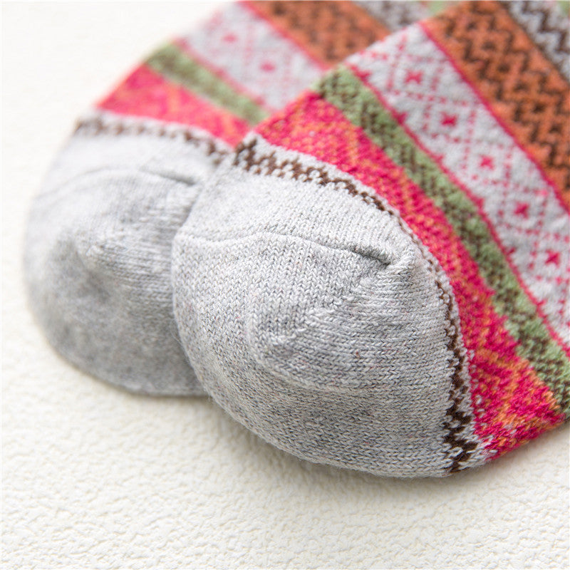 Rufia - 5 Pairs Bohemian Style Wool-Blend Socks