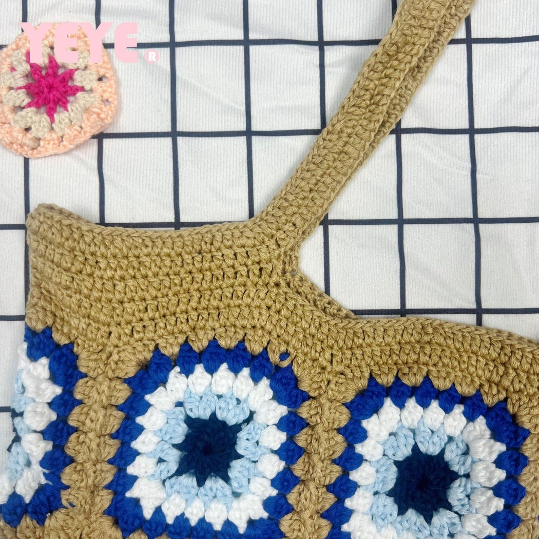 Cosbai - Handwoven Shoulder Bag – Coffee & Blue