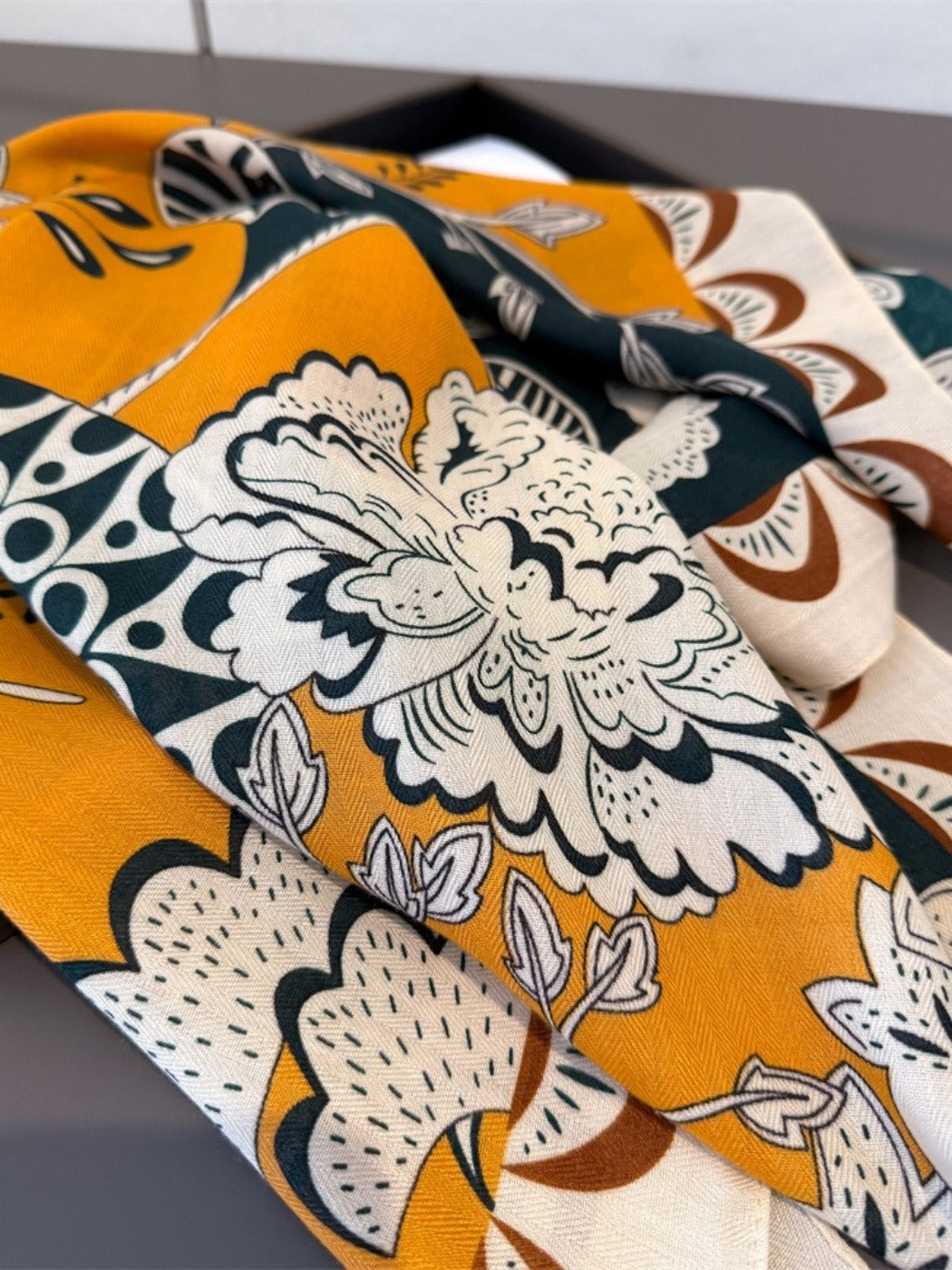 Scarvii - Boho Square Scarf with Botanical & Floral Print – Artistic & Bright