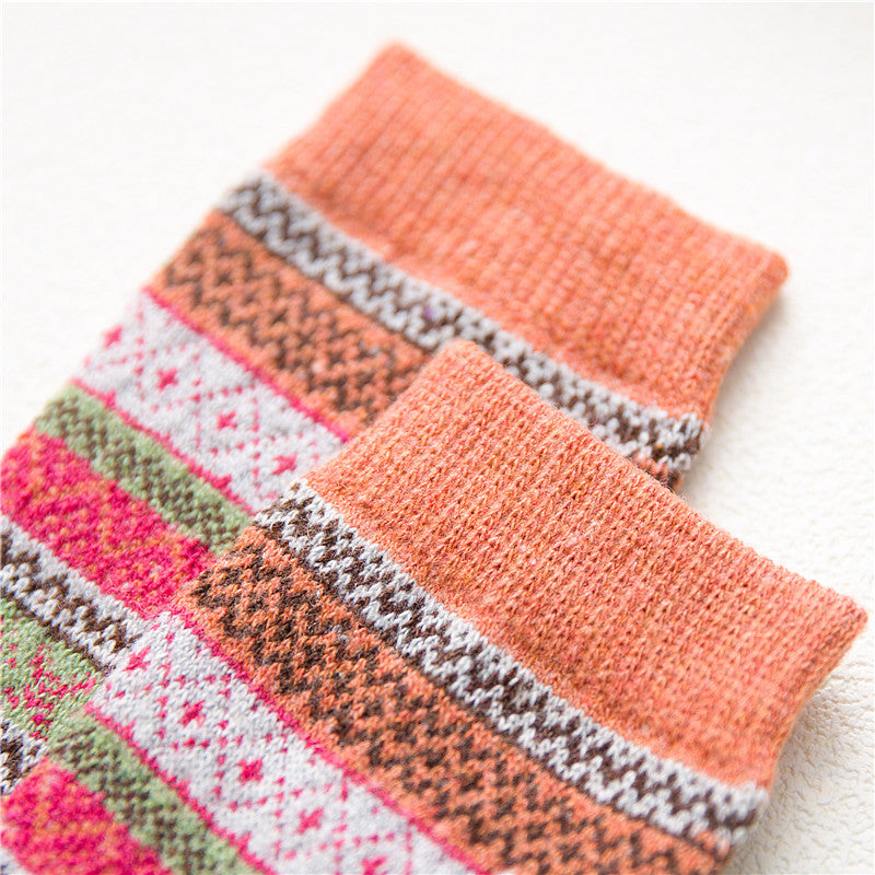 Rufia - 5 Pairs Bohemian Style Wool-Blend Socks
